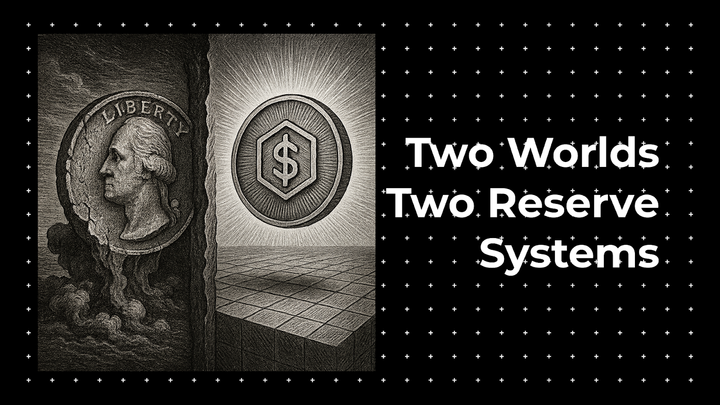 An etching shows a worn quarter on one side and a radiant digital coin on the other, symbolizing fiat reserves versus SPOT.